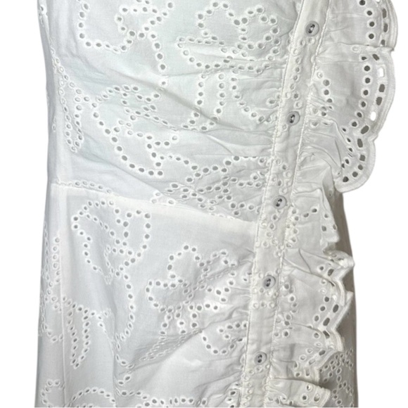 PARKER White Eyelet Ruffle Button Midi Dress Embroidered NWT size 4 Boho Chic - Picture 6 of 9